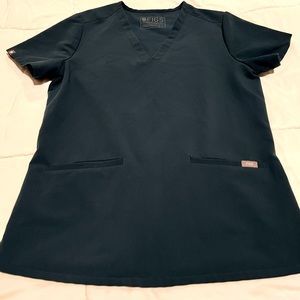 Figs Casma 3-Pocket Scrub Top- Caribbean blue, small